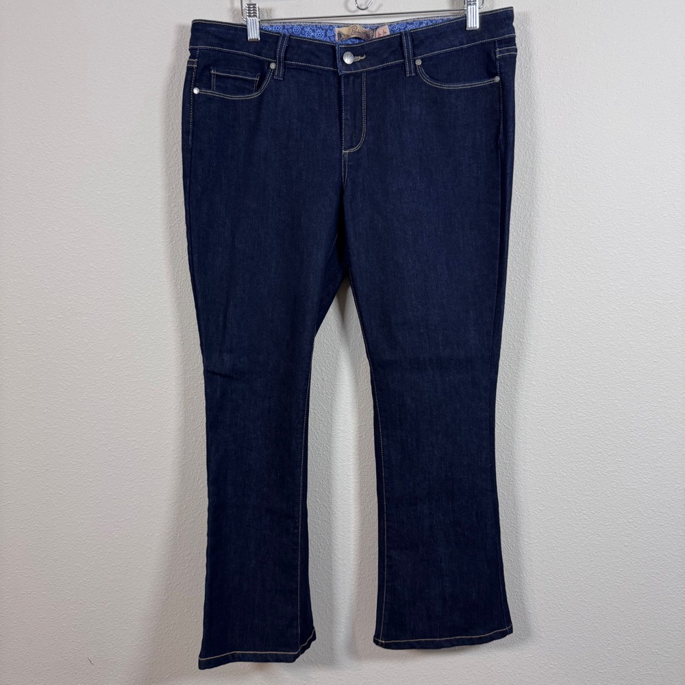 Paige Premium Denim Lou Lou Dark Wash Flare Jeans Stretch Indigo Women's Size 32